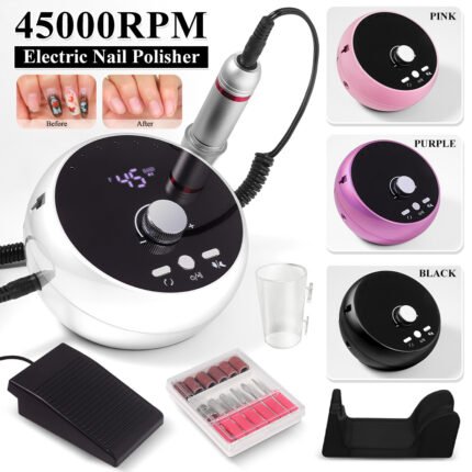 45000RPM Professional Electric Nail Drill Manicure Machine Low Noise Nails Sander Set Portable Nail Drill Tools, Used For Sanding And Polishing, Suitable For Use In Both Home And Salon Settings.