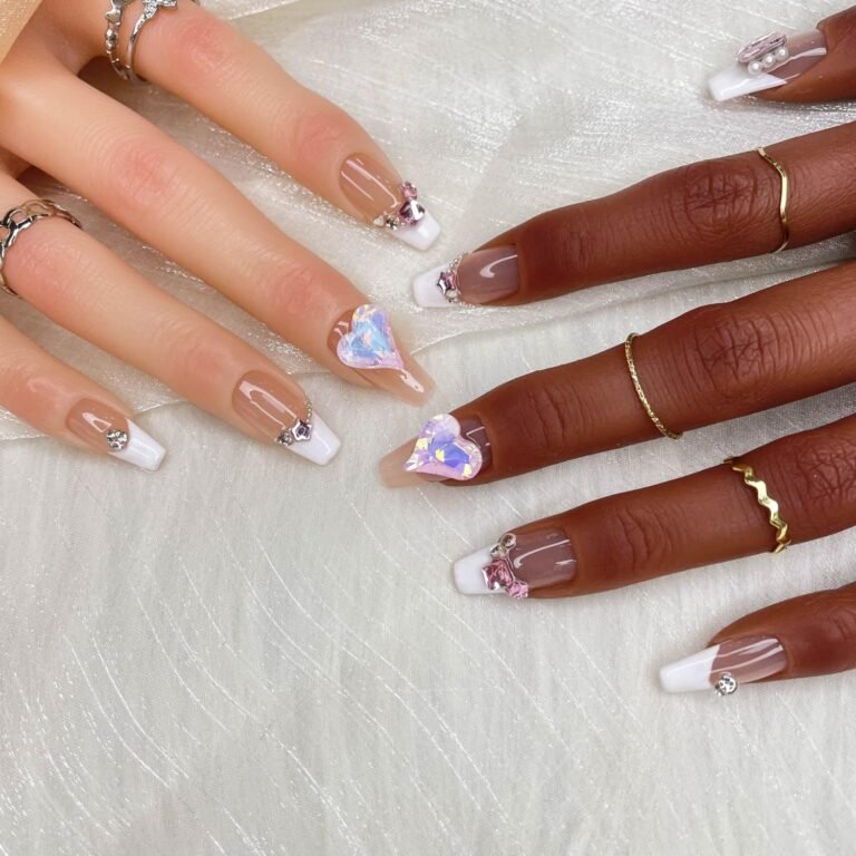 10pcs Rhinestone Press-On Nails, Long Coffin Luxe Design - View 2