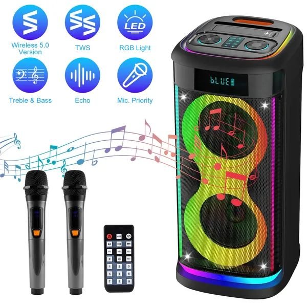 Aisivo Wireless Party Speaker with LED Light, Mic & Echo - detail view 11