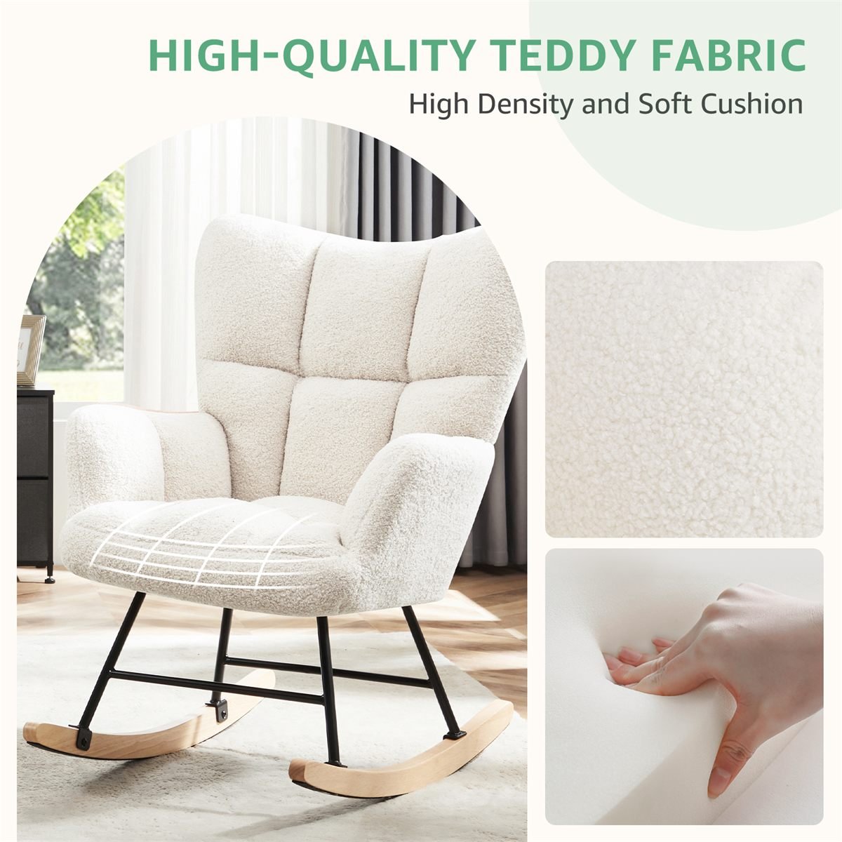 Aisivo Teddy Fabric Gliding Rocking Chair - detail view 11