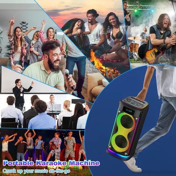 Aisivo Wireless Party Speaker with LED Light, Mic & Echo - detail view 13