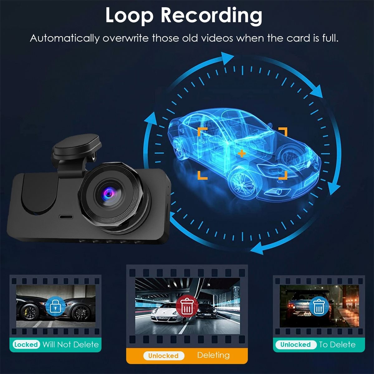 Aisivo 3-Channel Car Camera with 32GB Memory Card - detail view 6