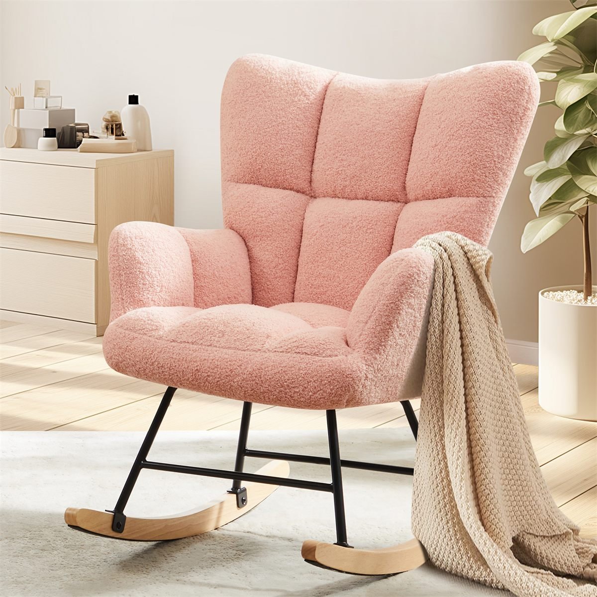 Aisivo Teddy Fabric Gliding Rocking Chair - detail view 1