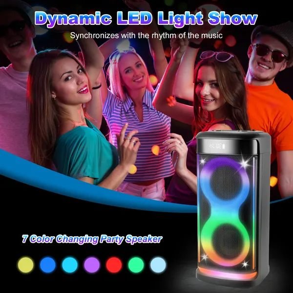 Aisivo Wireless Party Speaker with LED Light, Mic & Echo - detail view 7