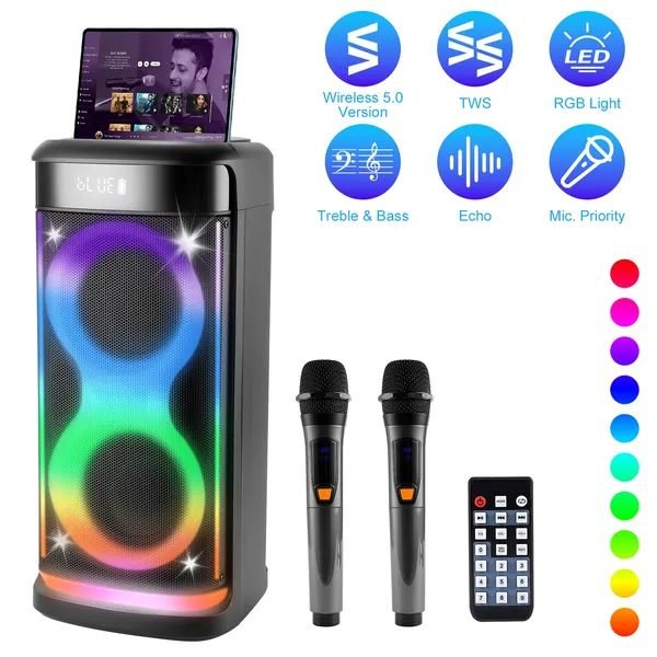 Aisivo Wireless Party Speaker with LED Light, Mic & Echo - detail view 2