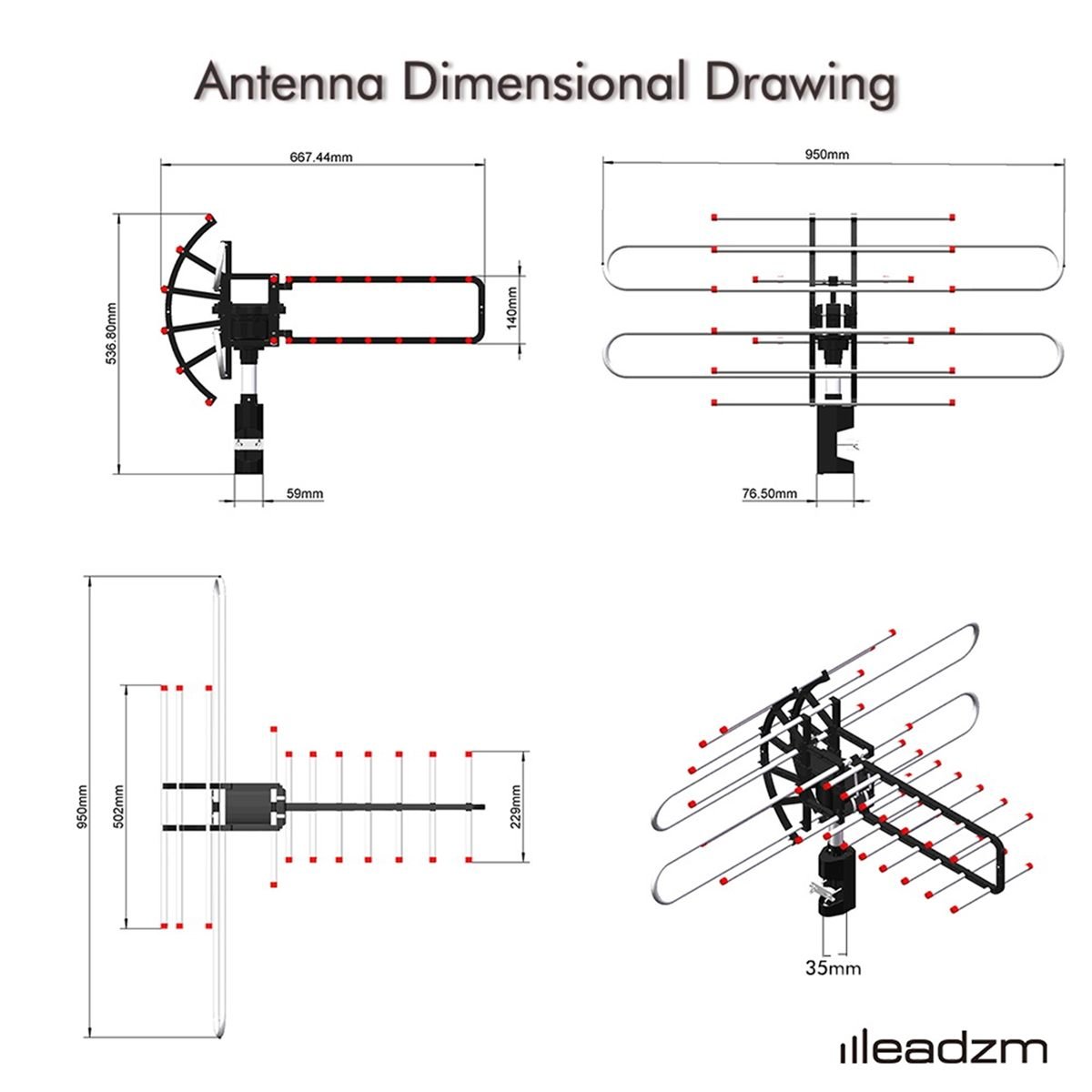 Aisivo TA-851 Plus 360 Outdoor TV Antenna, 174-860MHz - detail view 7