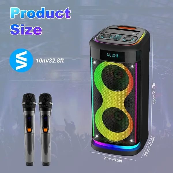 Aisivo Wireless Party Speaker with LED Light, Mic & Echo - detail view 15