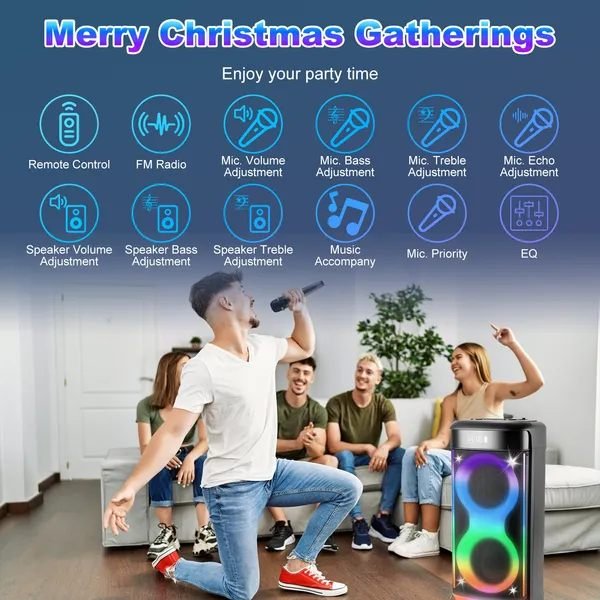 Aisivo Wireless Party Speaker with LED Light, Mic & Echo - detail view 18