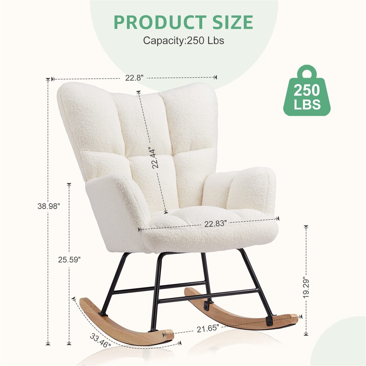Aisivo Teddy Fabric Gliding Rocking Chair - detail view 8