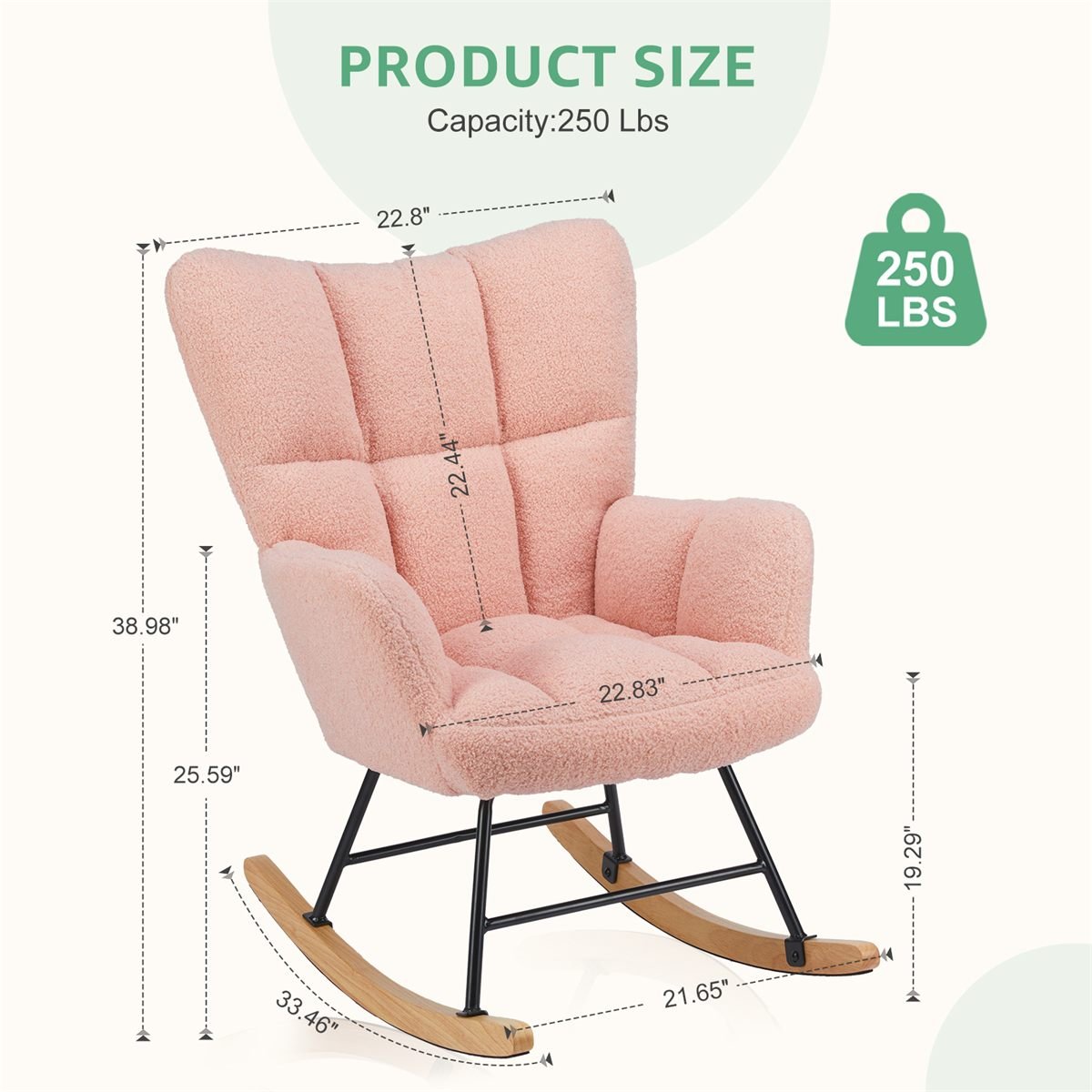 Aisivo Teddy Fabric Gliding Rocking Chair - detail view 10