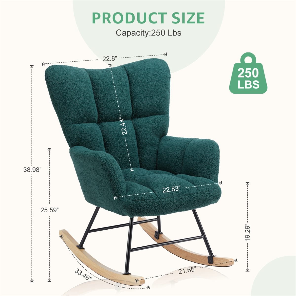 Aisivo Teddy Fabric Gliding Rocking Chair - detail view 2