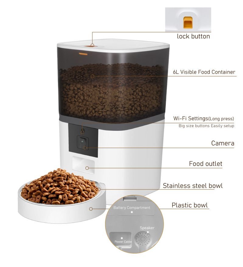 Aisivo Smart Pet Feeder with Video Camera, App Control - detail view 5
