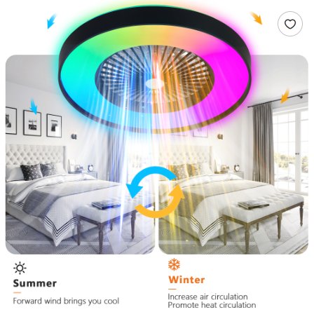 Aisivo 23in Smart Ceiling Fan with RGB LED, App & Remote - detail view 6