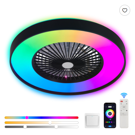 Aisivo 23in Smart Ceiling Fan with RGB LED, App & Remote - detail view 2
