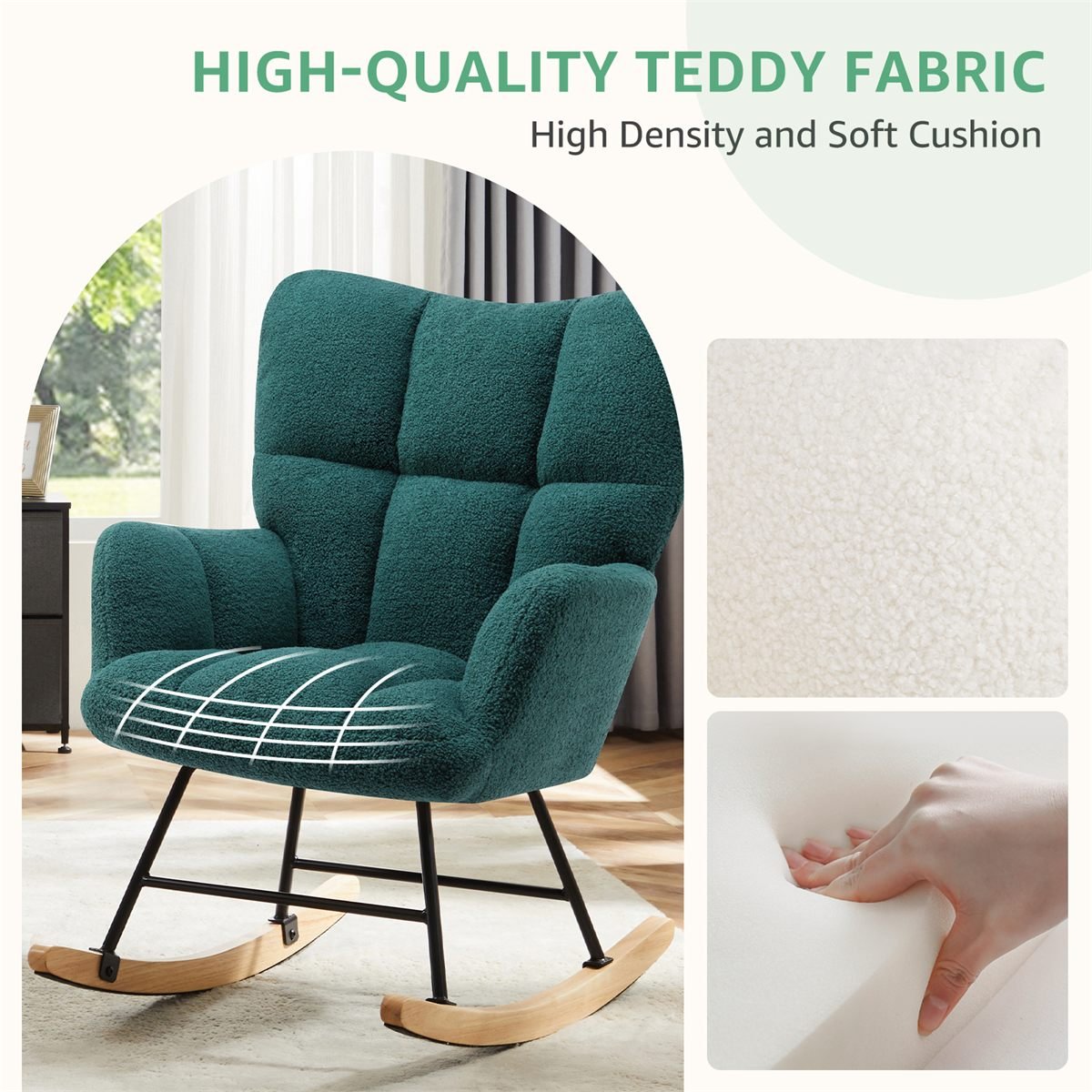 Aisivo Teddy Fabric Gliding Rocking Chair - detail view 5