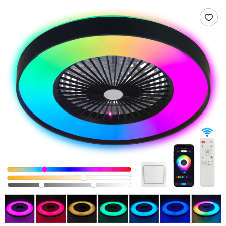 Aisivo 23in Smart Ceiling Fan with RGB LED, App & Remote - detail view 4