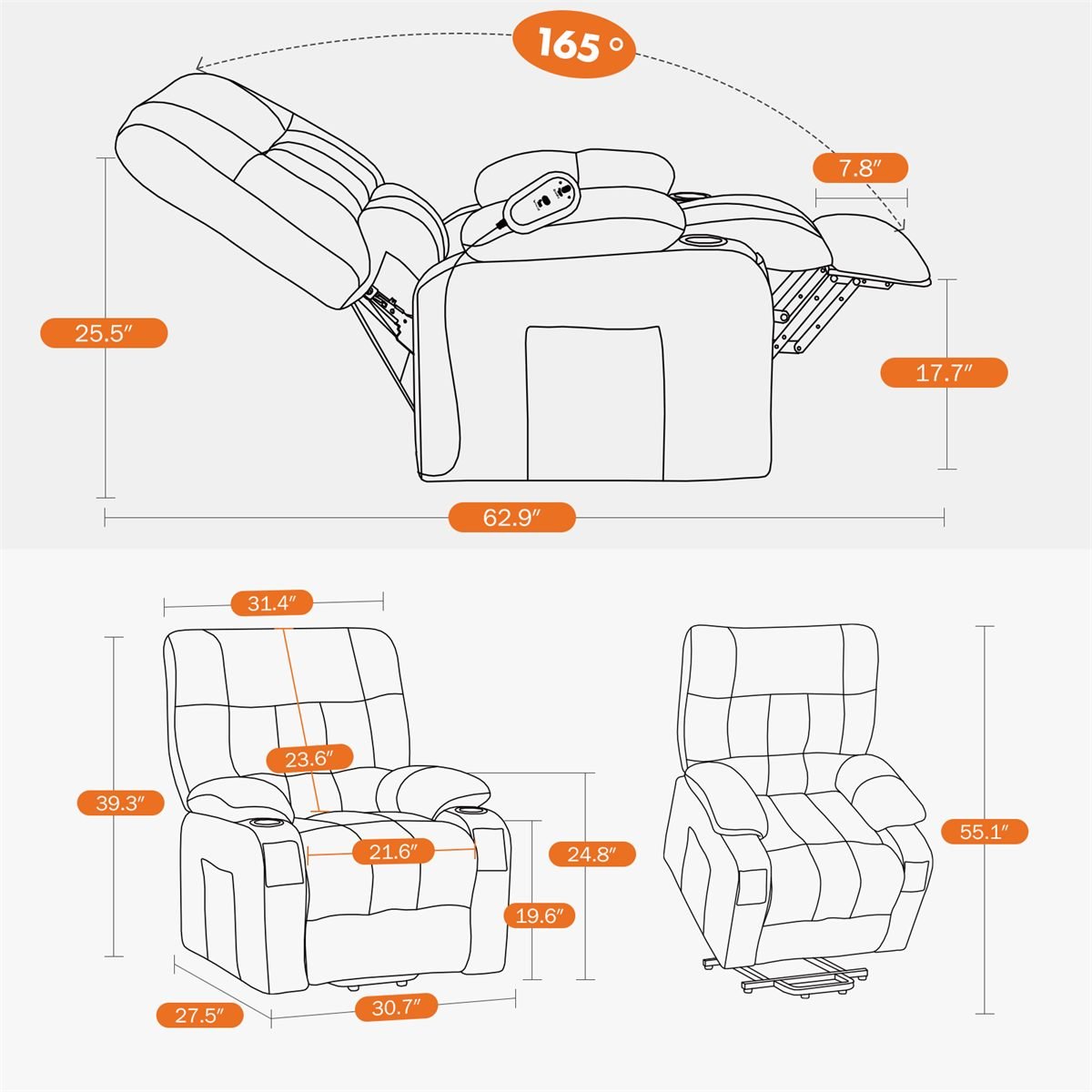 Aisivo Single Lazy Sofa, Folding Lounge Chair - detail view 2