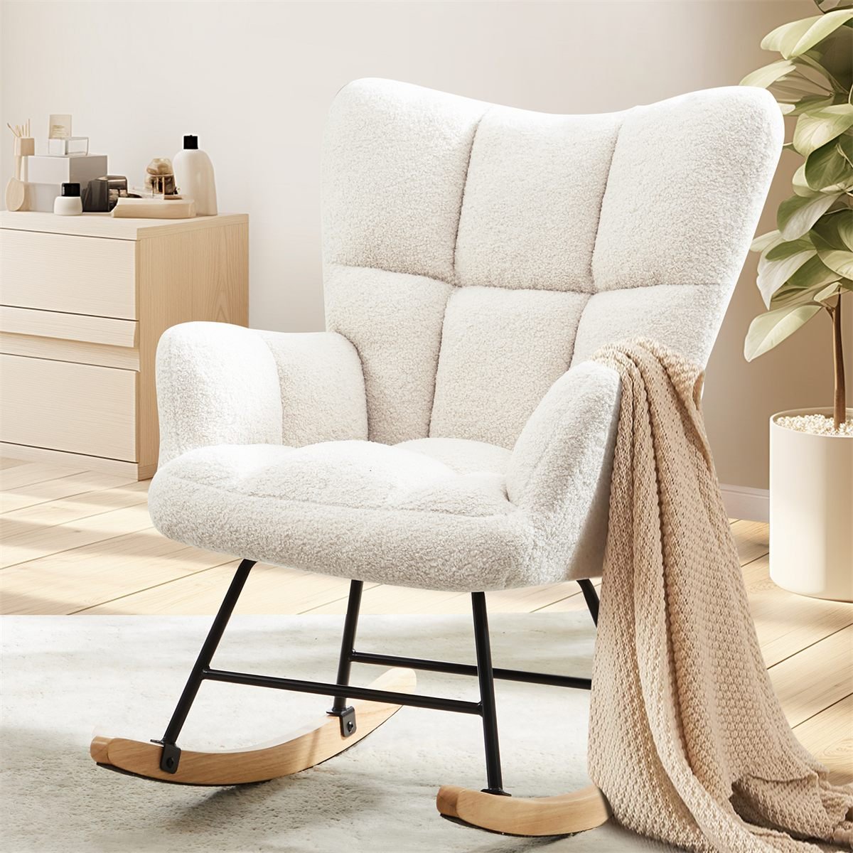 Aisivo Teddy Fabric Gliding Rocking Chair - detail view 12