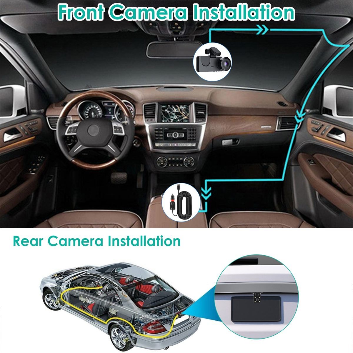 Aisivo 3-Channel Car Camera with 32GB Memory Card - detail view 7