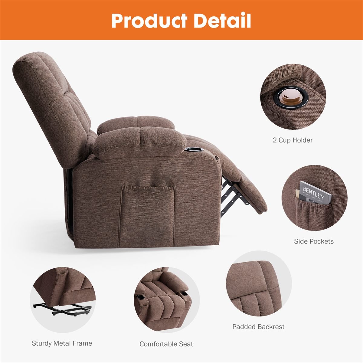Aisivo Single Lazy Sofa, Folding Lounge Chair - detail view 4