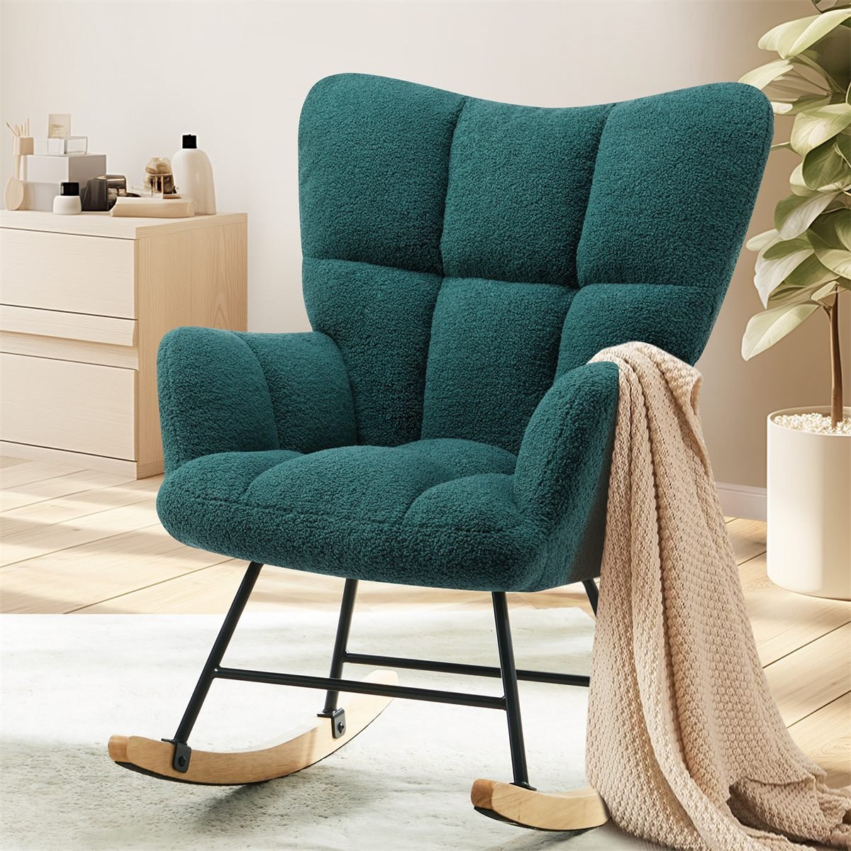 Aisivo Teddy Fabric Gliding Rocking Chair - detail view 13